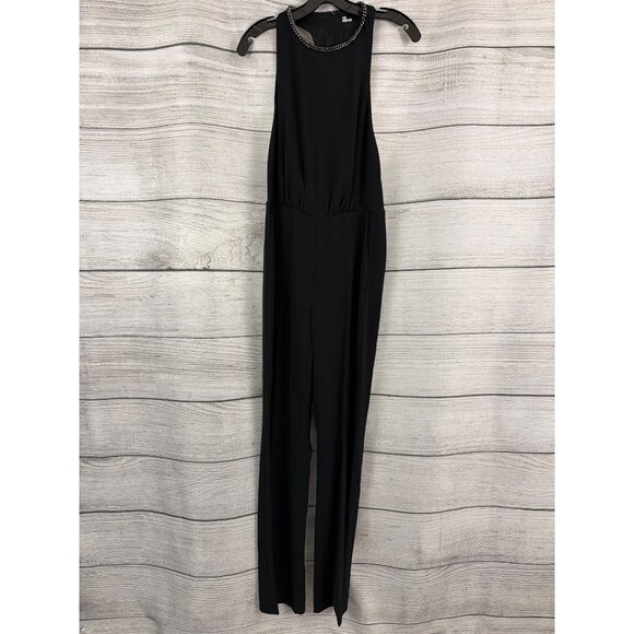 NWT The Kooples Black Sleeveless Jumpsuit With Chain Neck Detail Size 2 - Picture 1 of 4